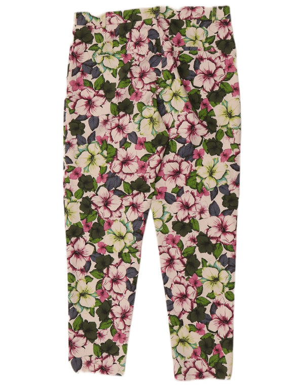 M&Co Pantalon Chino Slim Femme UK 10 Small W28 L26 Floral Multicolore