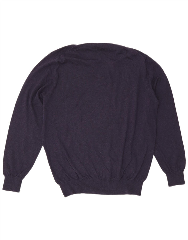 Massimo Dutti Pull col V Homme XL Bleu Marine Coton