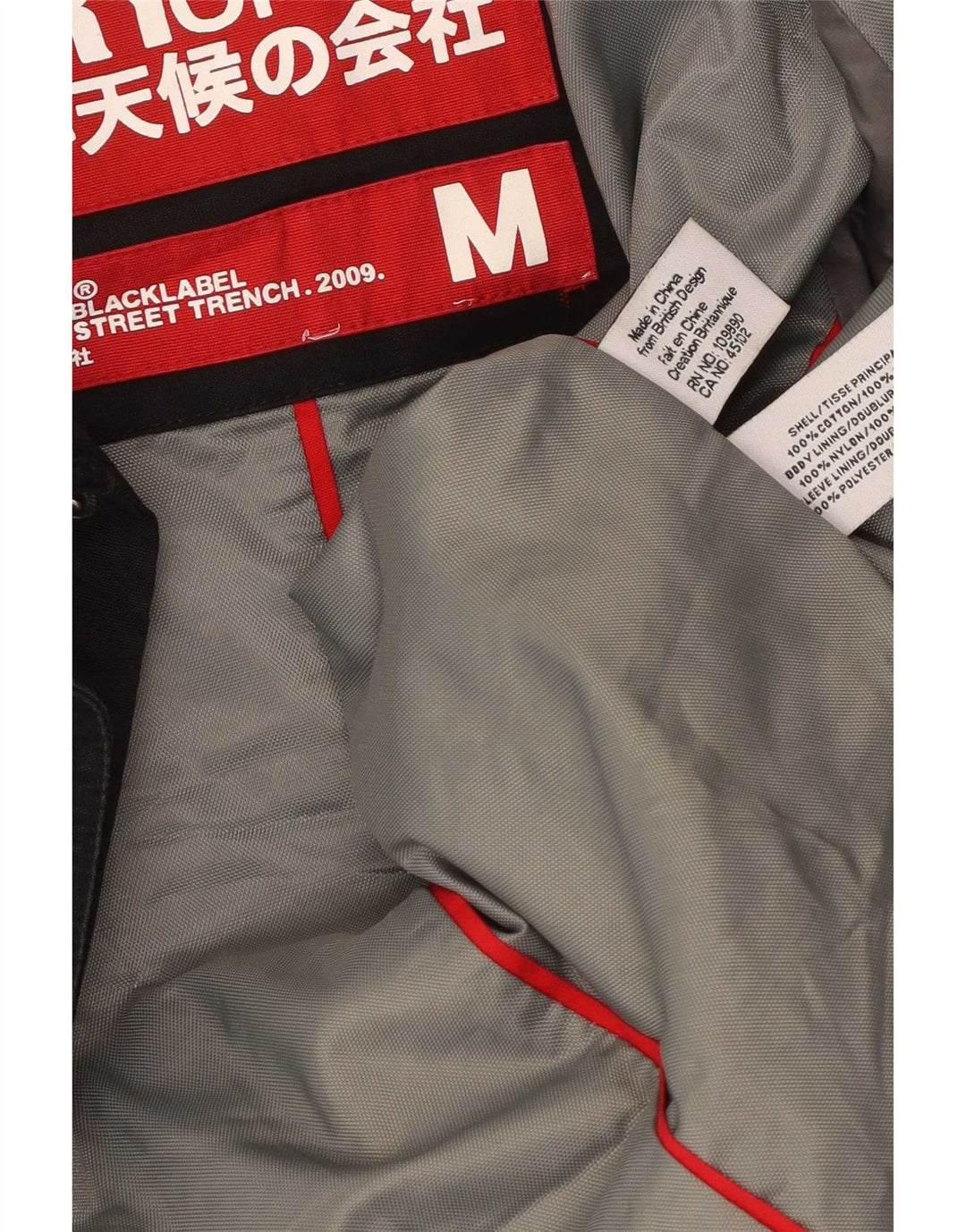 Superdry Trench Homme UK 38 Coton Noir Moyen