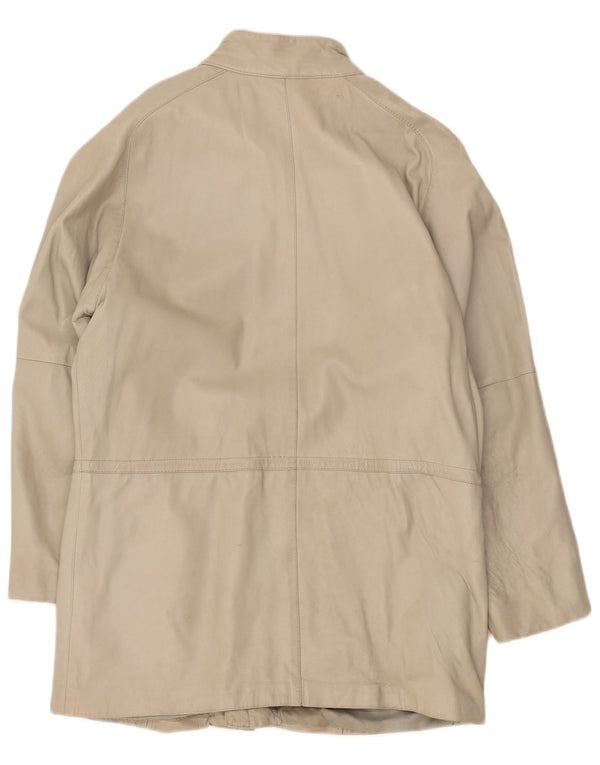 manteau en cuir femme vintage UK 14 Medium Off White