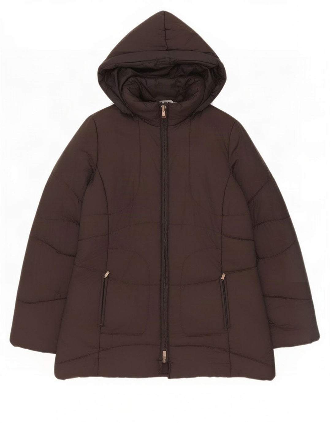 Intrend Manteau rembourré à capuche pour femme UK 12 Marron moyen Polyester
