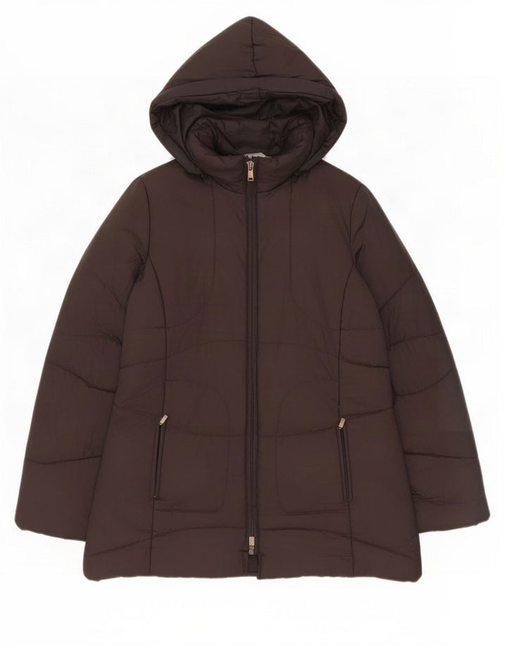 Intrend Manteau rembourré à capuche pour femme UK 12 Marron moyen Polyester