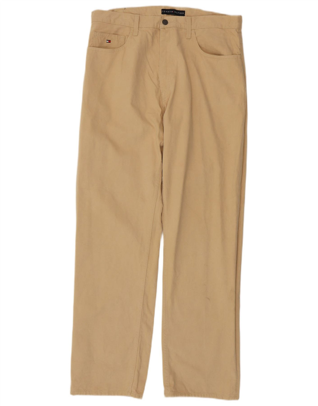 TOMMY HILFIGER Pantalon décontracté droit pour homme W34 L32 Beige Coton