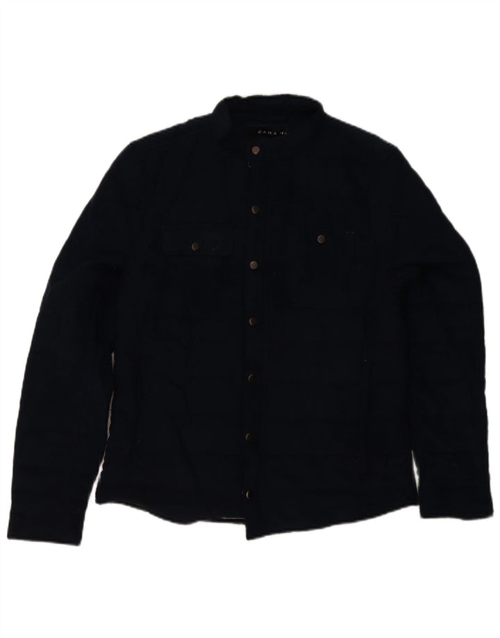 Zara Veste matelassée homme UK 36 Small Bleu Marine Polyester