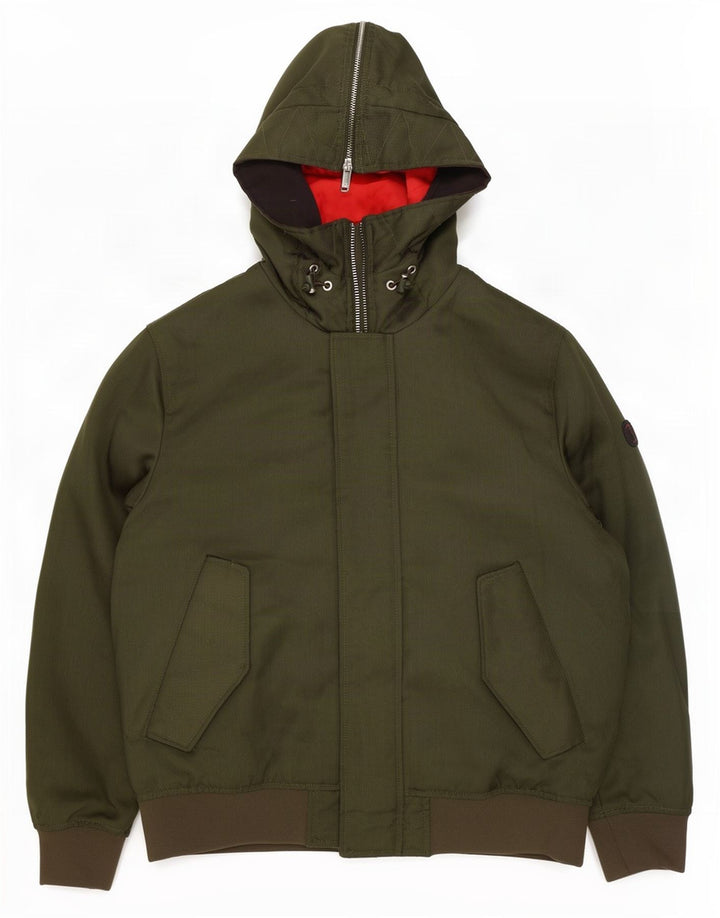 Armani Veste bomber à capuche pour homme UK 40 Large Kaki Polyester