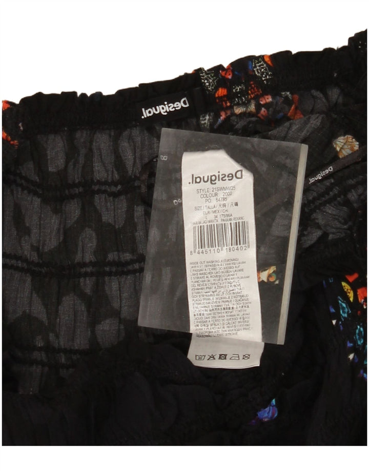 DESIGUAL Combinaison graphique sans manches pour femme UK 14 Large Noir Floral