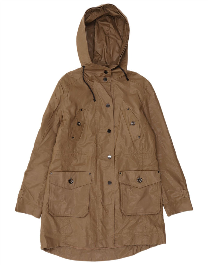 Massimo Dutti Manteau imperméable à capuche pour femme UK 14 Marron moyen