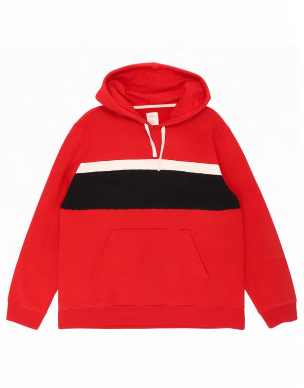 Marks & Spencer Pull à capuche pour homme en coton color block rouge 3XL