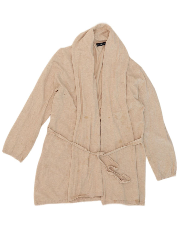 Zara Cardigan ouvert long pour femme UK 18 XL Viscose beige