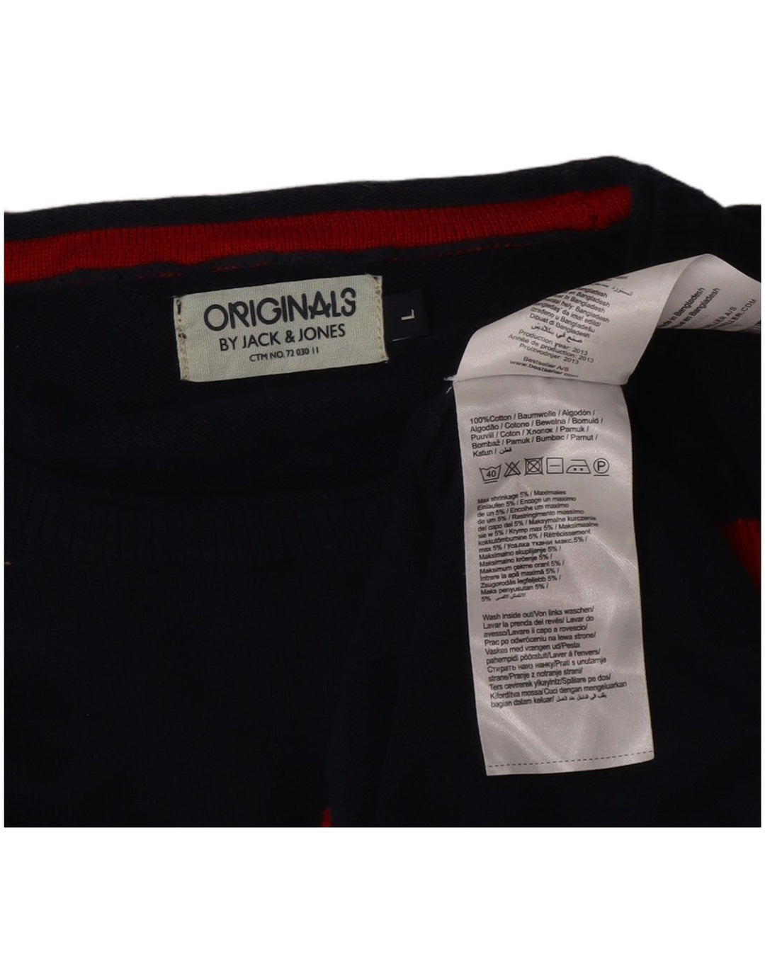 Jack & Jones Pull à col rond pour homme, grand, bleu marine, color block