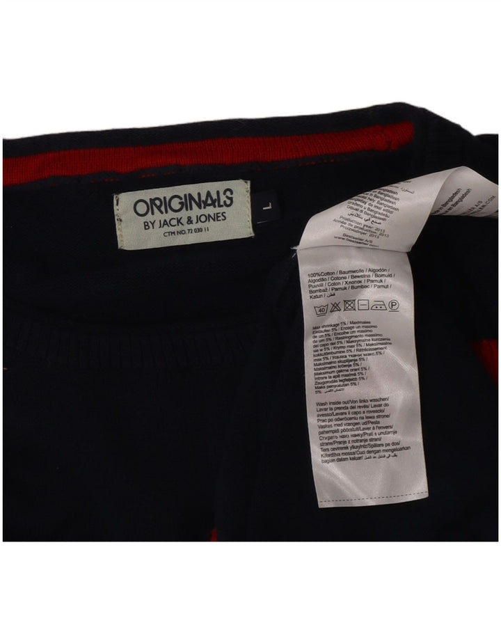 Jack & Jones Pull à col rond pour homme, grand, bleu marine, color block