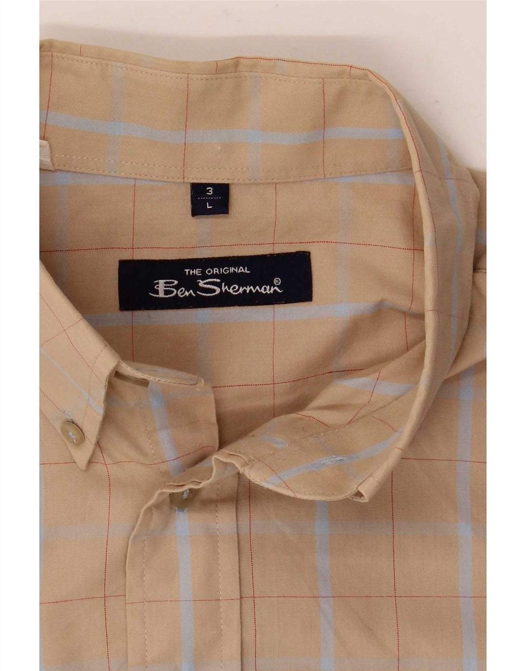 Ben Sherman Chemise à manches courtes pour homme Grand carreaux beiges