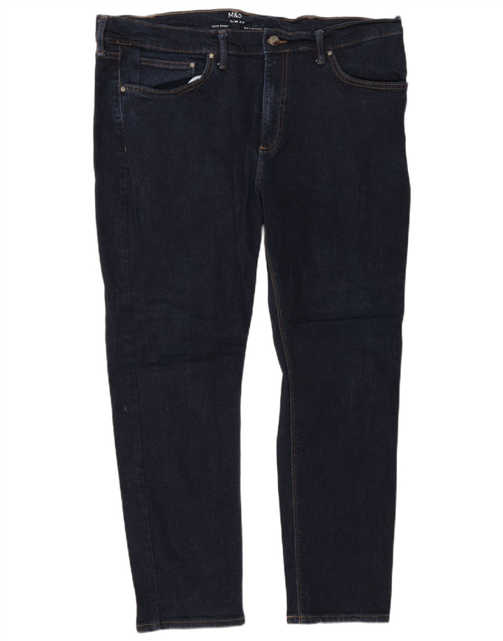 Marks & Spencer Jean Slim Homme W38 L29 Bleu Marine Coton