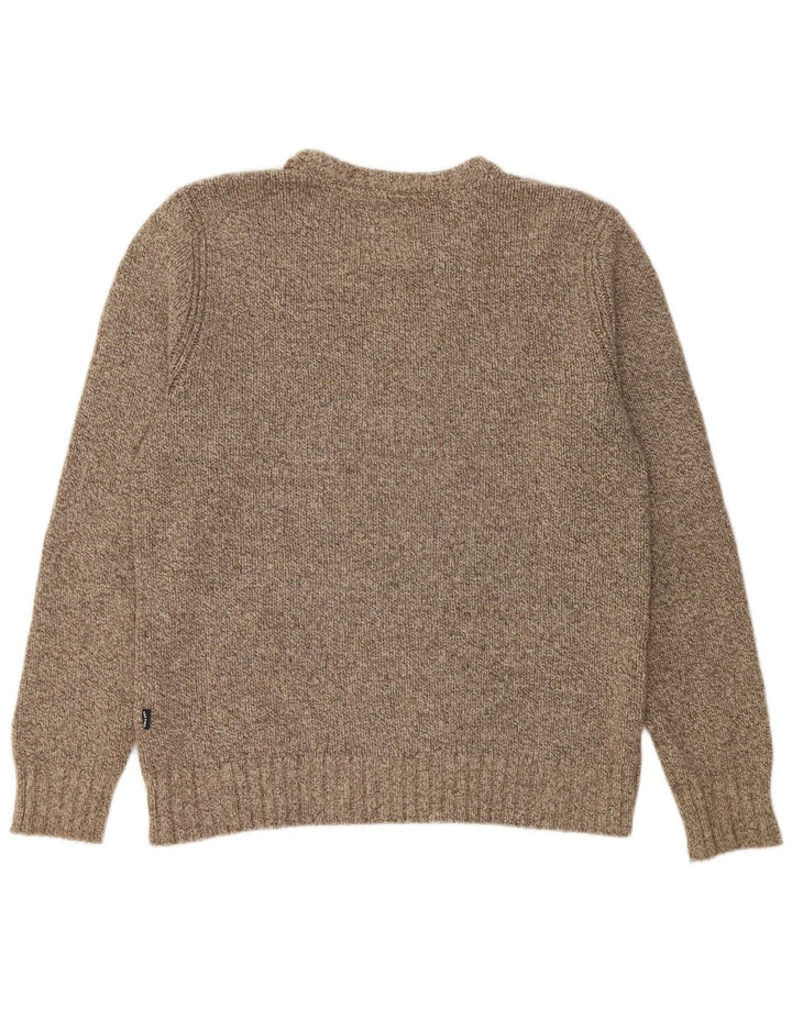 Fat Face Pull Col Ras du Cou Homme Gris Moyen Laine Mouchetée