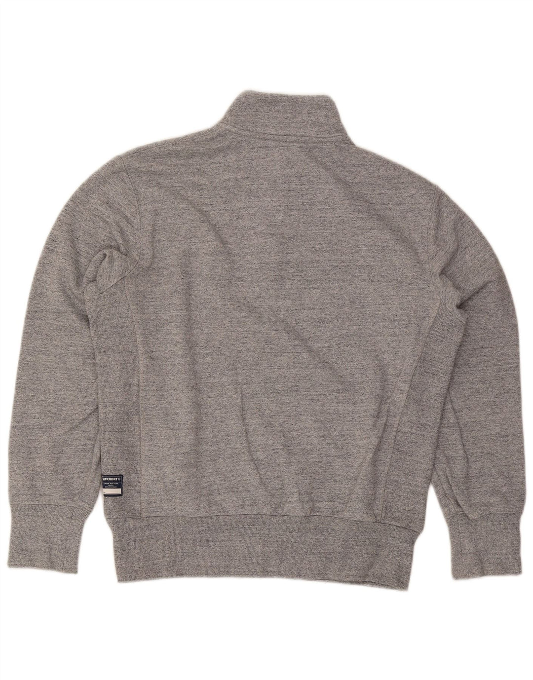 Superdry Sweat-Shirt Col Zippé Homme Gris Moyen Moucheté Coton