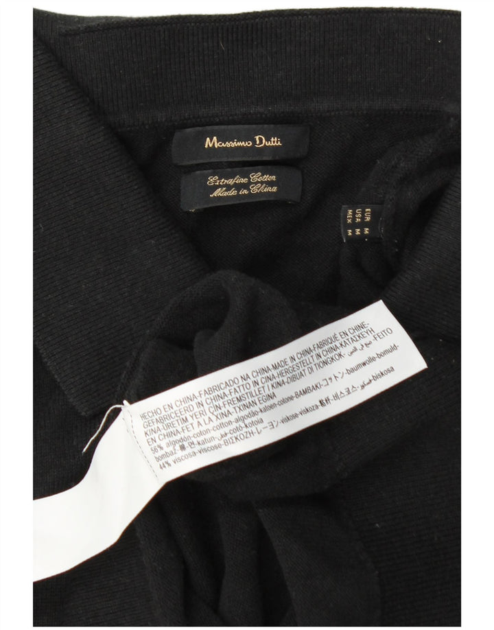 Massimo Dutti Pull Col Polo Homme Noir Moyen Coton