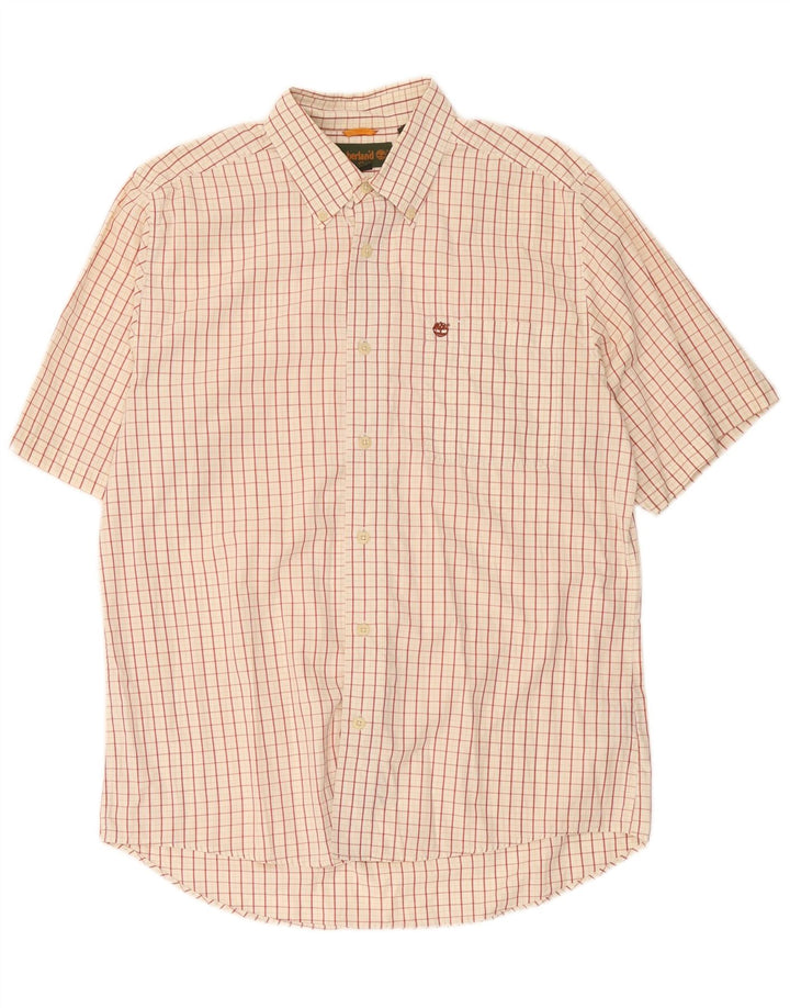 Timberland Chemise à Manches Courtes Homme Beige Moyen Carreaux Coton