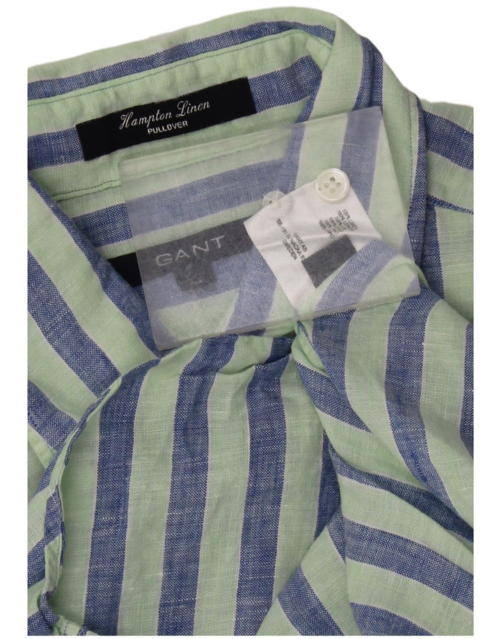 Gant Chemise pull homme en lin à fines rayures vert moyen