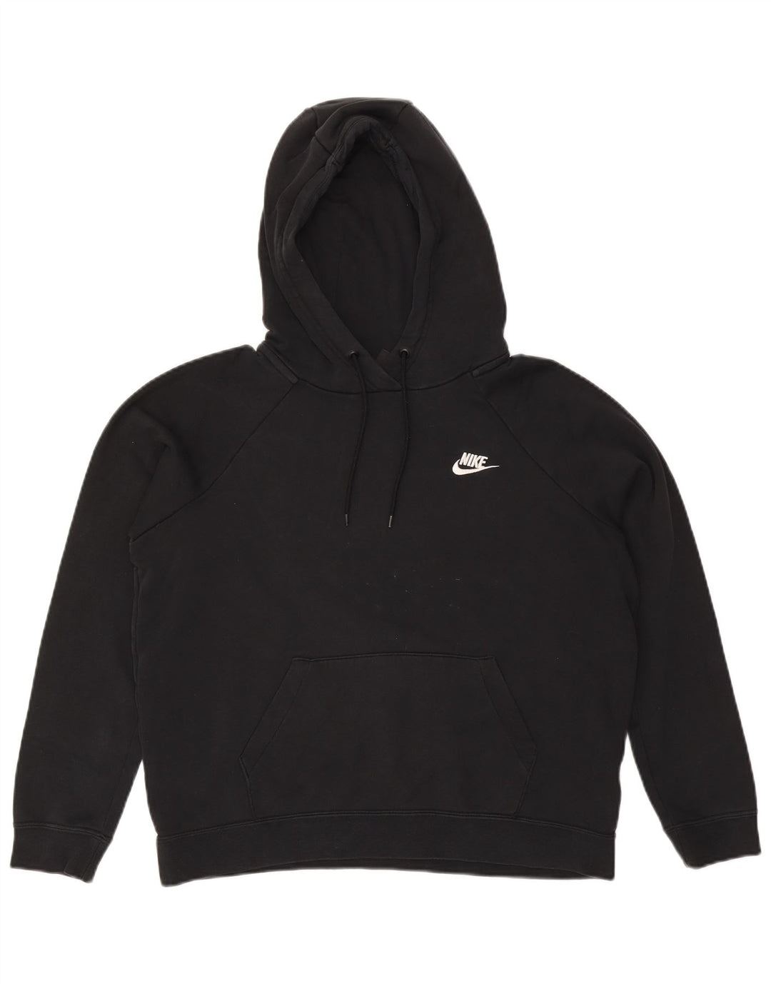 NIKE Pull à capuche surdimensionné pour femme UK 14 en coton noir moyen
