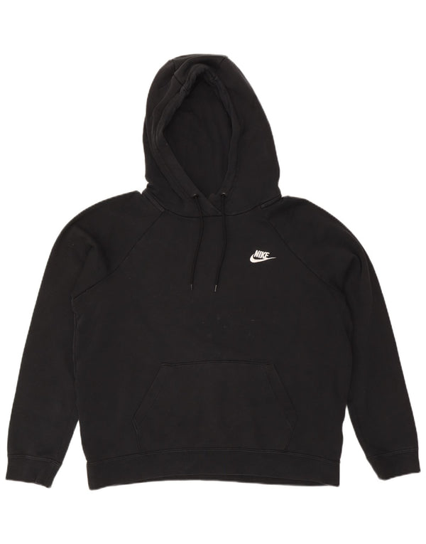 NIKE Pull à capuche surdimensionné pour femme UK 14 en coton noir moyen