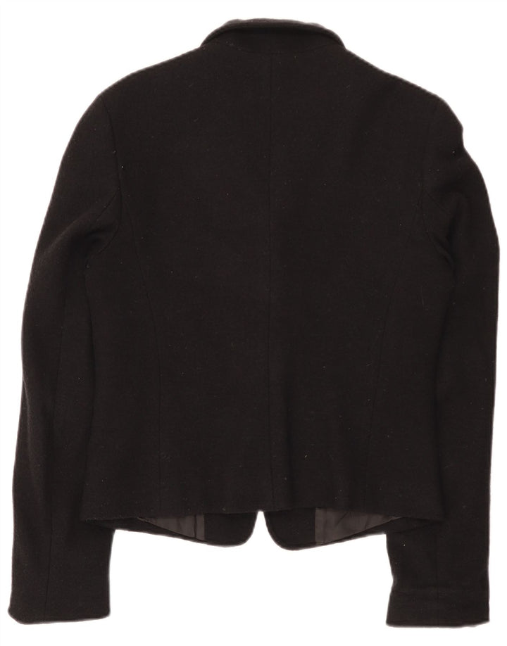 Marella Veste blazer à 2 boutons pour femme UK 10 Petite laine noire