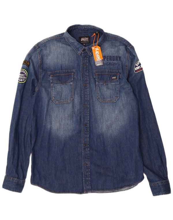Superdry Chemise en jean 2XL Bleu Coton Homme