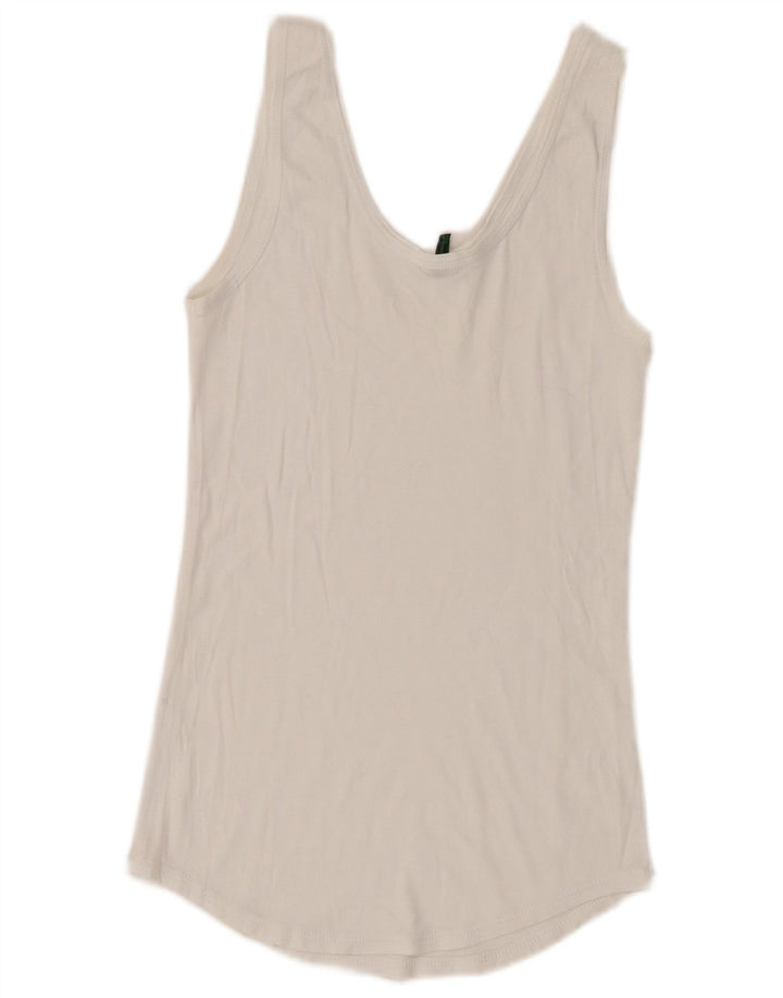 Benetton Débardeur Graphique Femme UK 6 XS Blanc