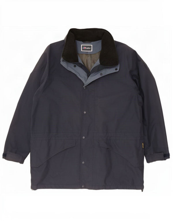 Berghaus Veste de pluie à capuche pour homme UK 40 Large Bleu marine Nylon