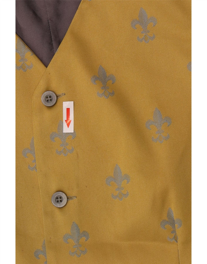 Gilet vintage à motif abstrait pour homme, Ikat jaune moyen