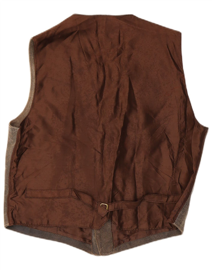 Gilet en daim vintage pour homme en cuir marron moyen