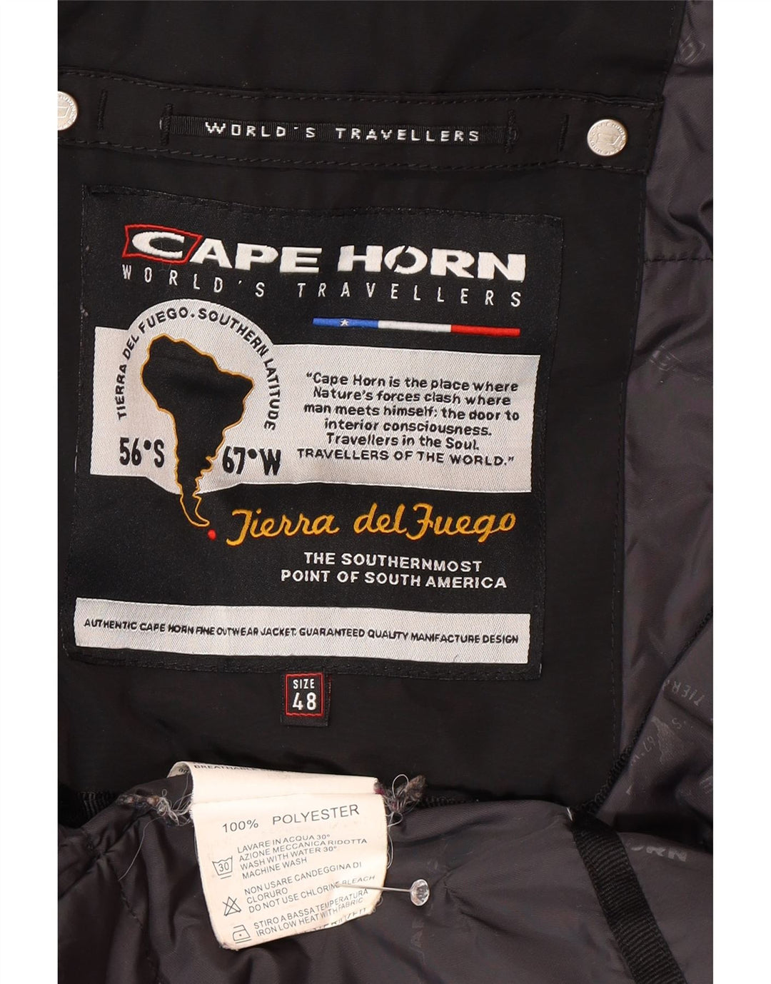 Cape Horn Manteau coupe-vent à capuche pour homme IT 48 Medium Noir Polyester