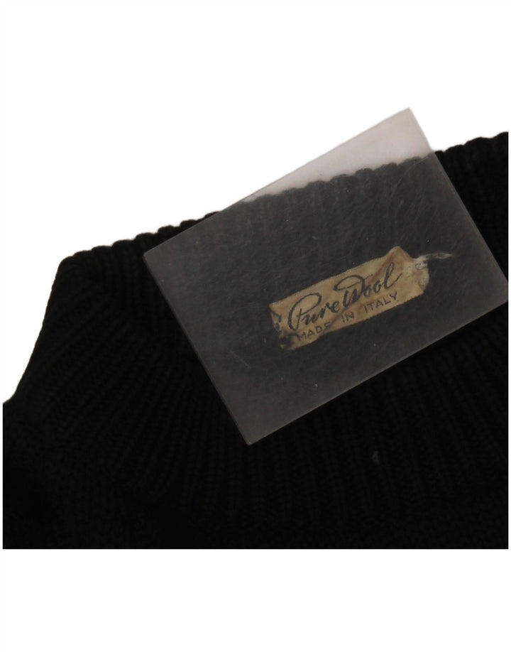 vintage Mens Turtle Neck Jumper Pull Moyen Noir Fair Isle Noël