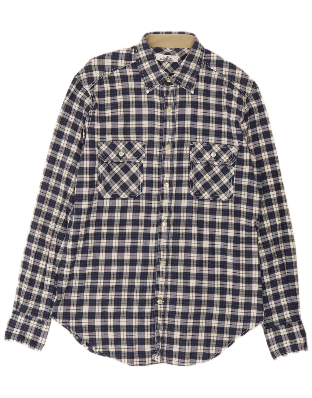 Egon Furstenberg Chemise en flanelle homme Taille 40 15 3/4 Plaid bleu moyen