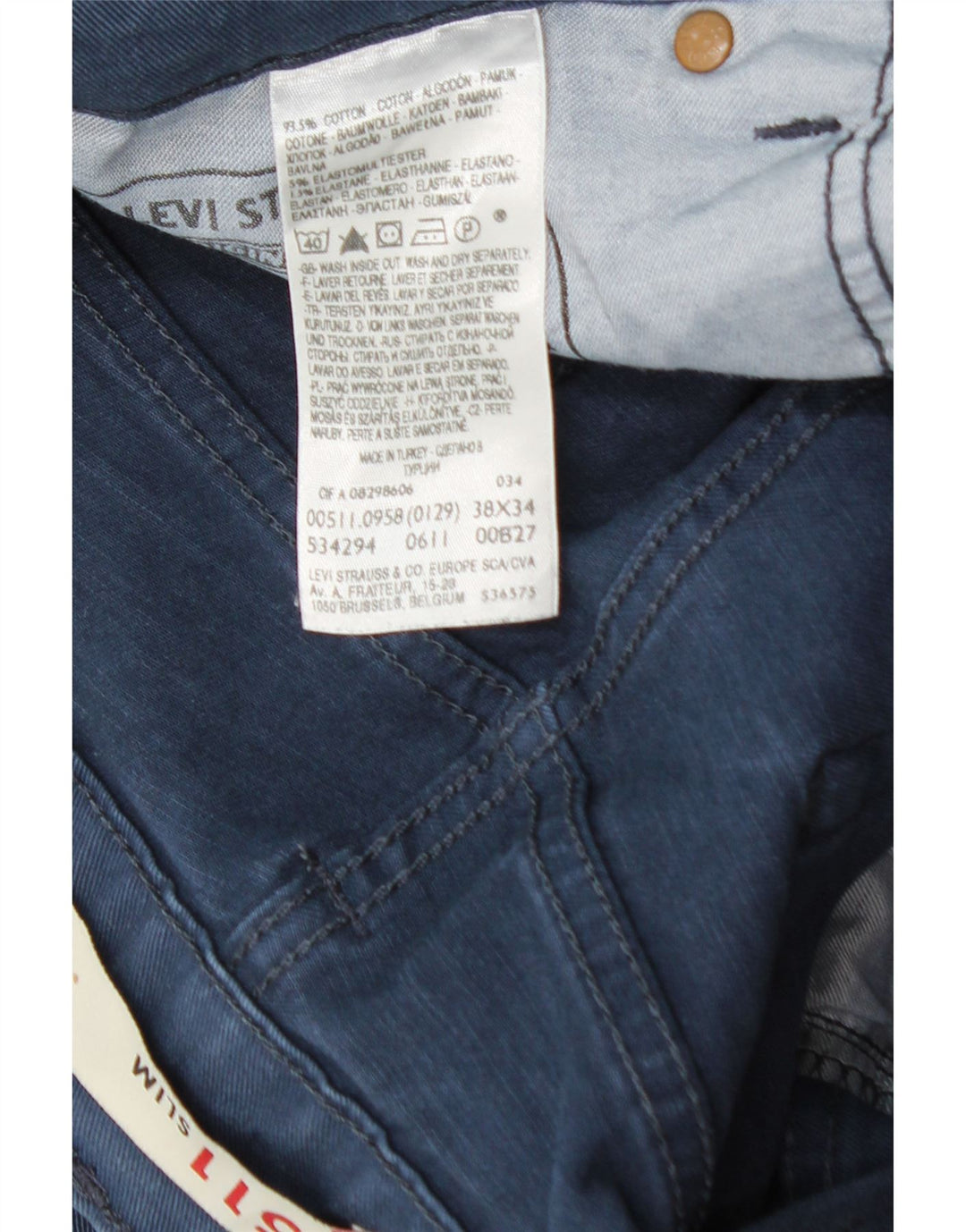 Levi's Jean Slim 511 Homme Bleu W38 L34 Coton