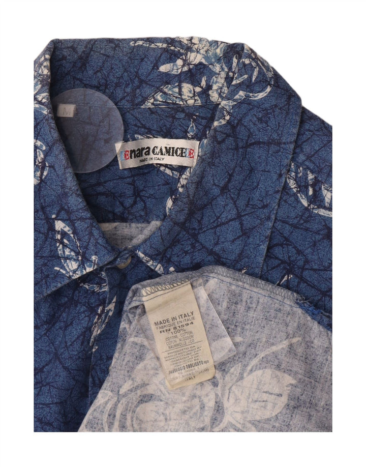 Naracamicee Chemise à manches courtes pour homme en coton floral bleu moyen