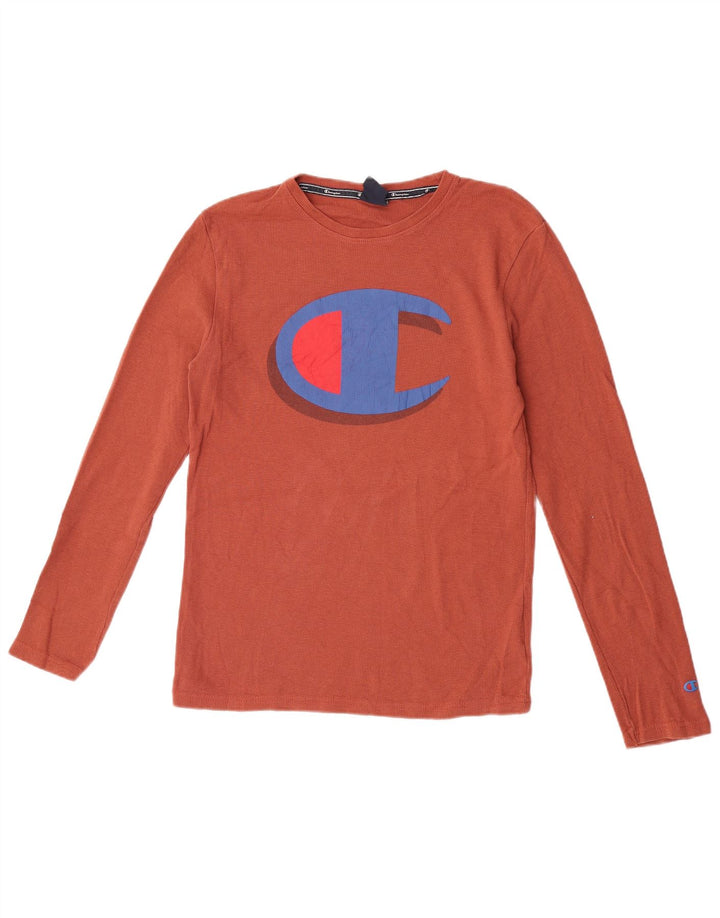 CHAMPION Haut graphique à manches longues pour hommes en coton marron moyen