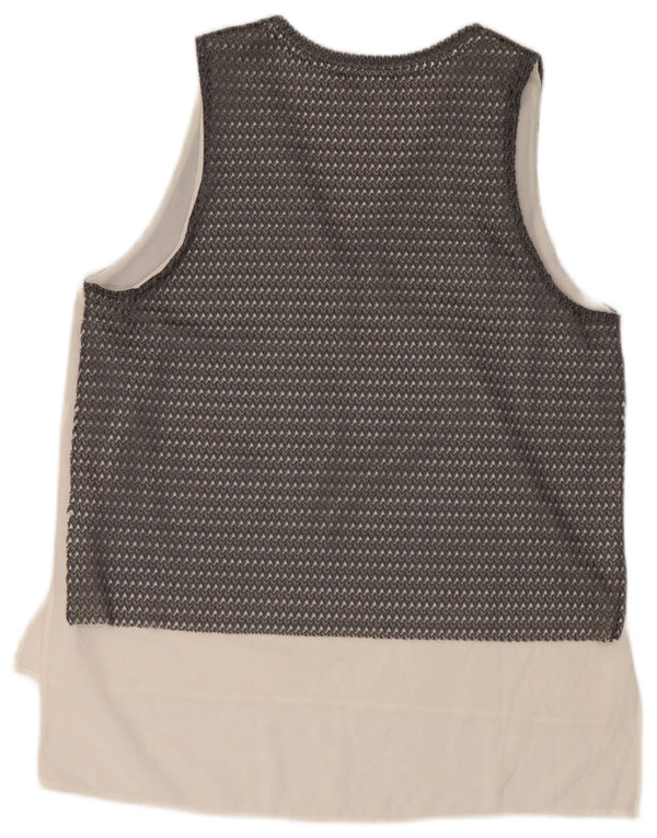 Zara Haut transparent sans manches pour femme UK 16 Large Gris Colorblock