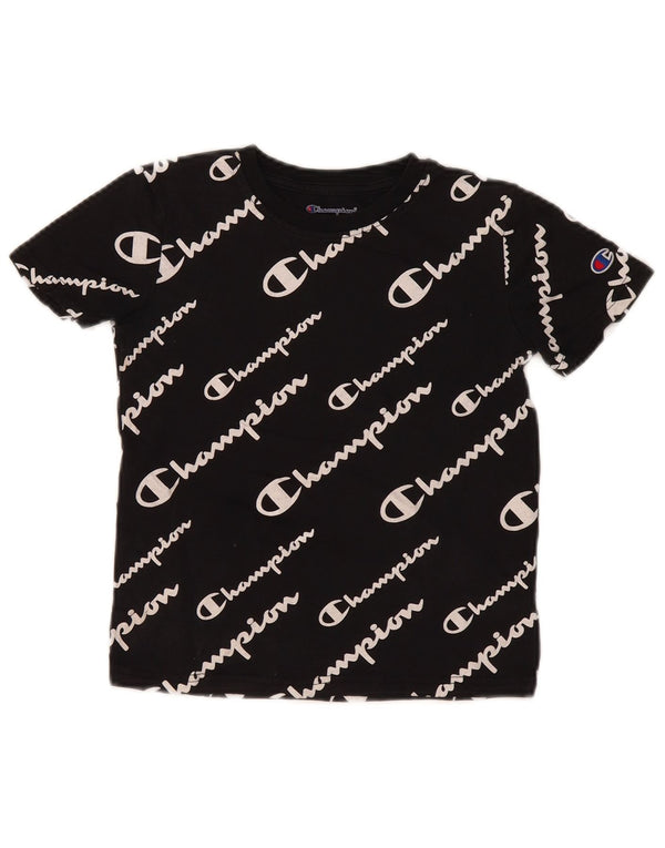 Champion Boys Graphic T-Shirt Top 7-8 ans Petit Noir Coton