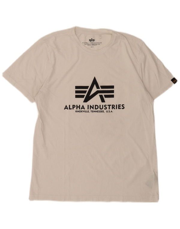Alpha Industries T-Shirt Graphique Homme Blanc Moyen Coton