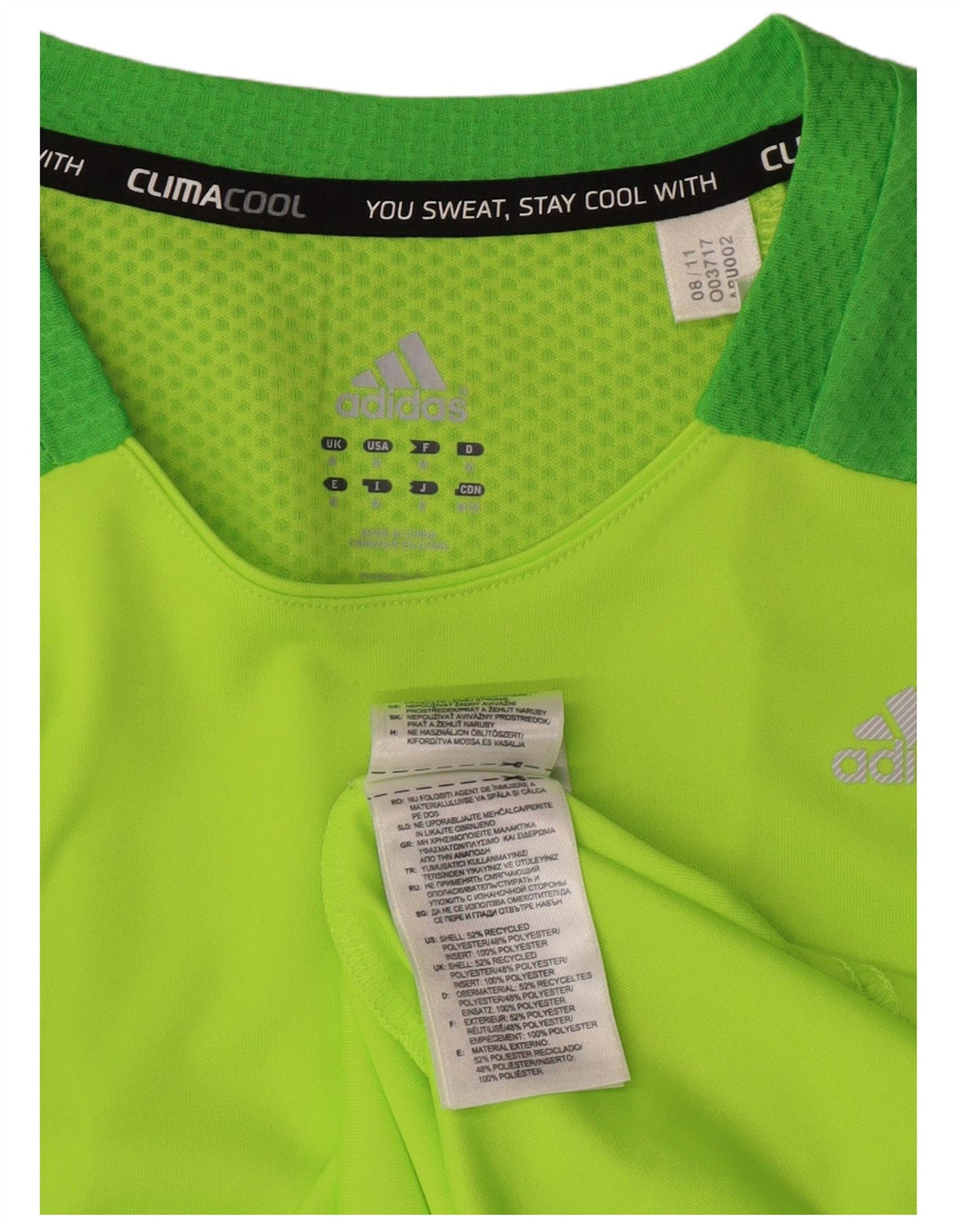 ADIDAS T-shirt régulier pour hommes en polyester à rayures vertes moyennes