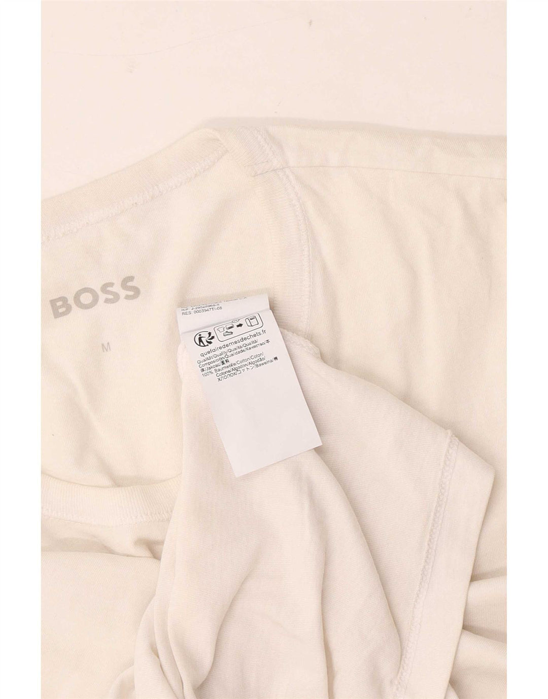 Hugo Boss Hommes T-Shirt Top Petit Blanc Coton