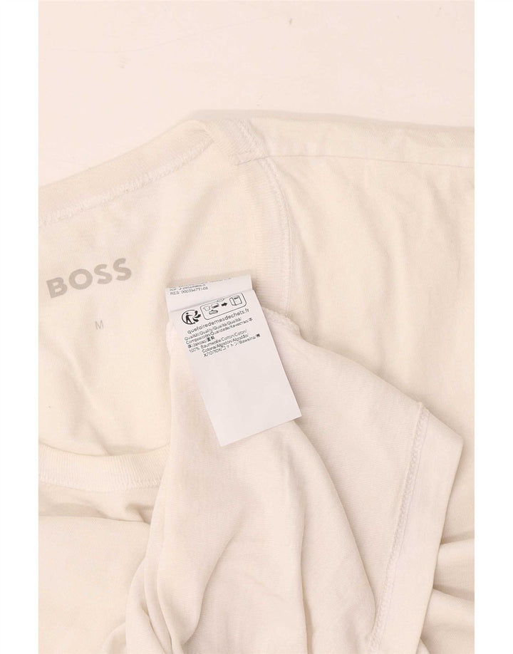 Hugo Boss Hommes T-Shirt Top Petit Blanc Coton