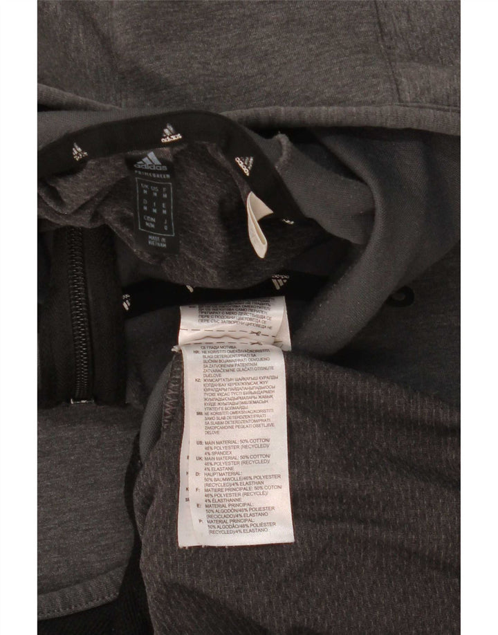 Adidas Pull à capuche zippé pour homme en coton gris moyen