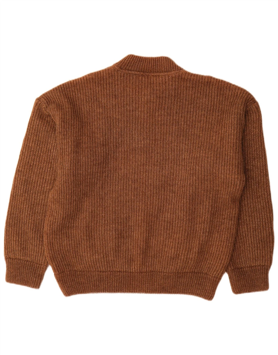 Ivy Oxford Pull à col boutonné pour homme en laine marron Taille L