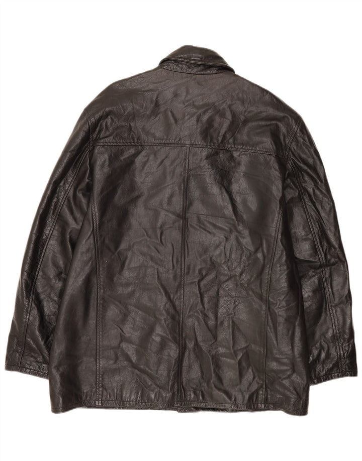 Veste en cuir homme vintage UK 44 2XL Cuir noir
