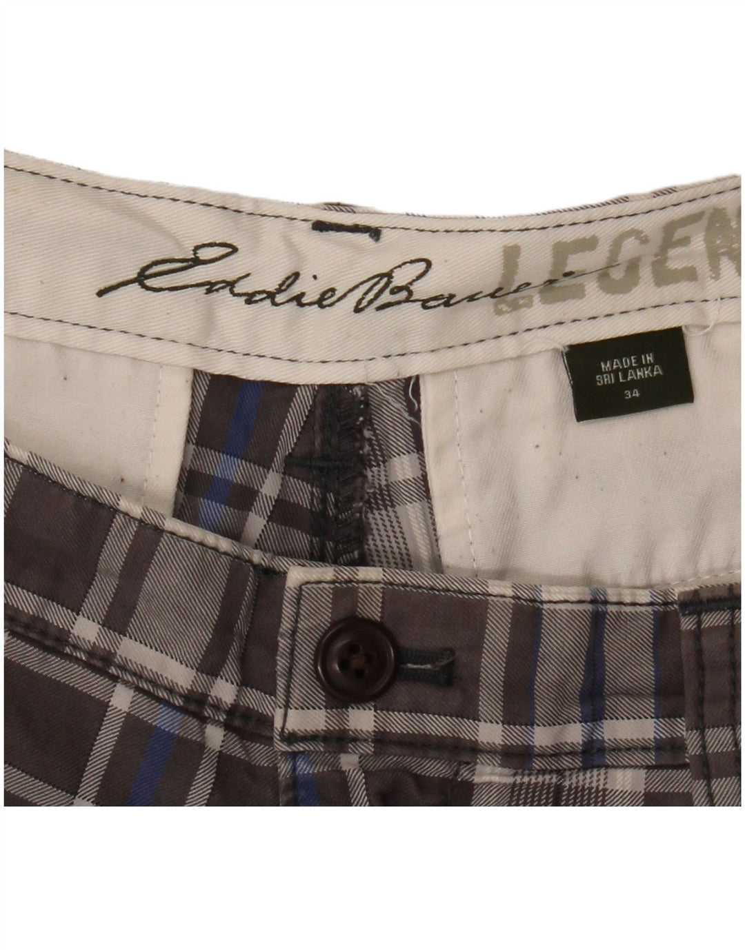 EDDIE BAUER Short Chino Homme W34 Grand Carreau Gris