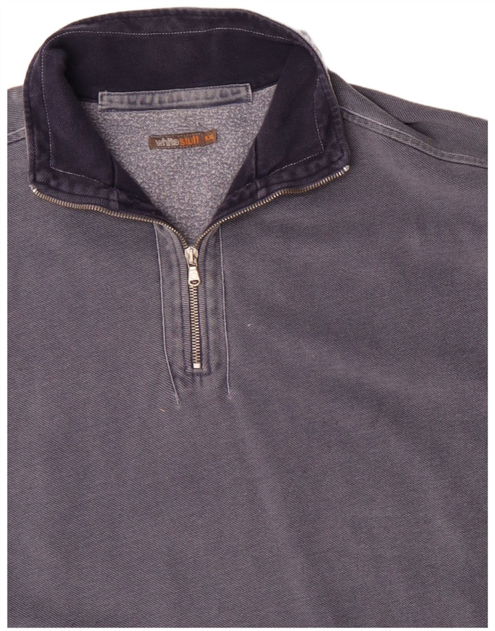 WHITE STUFF Sweat-shirt à col zippé pour hommes 2XL Bleu marine Coton