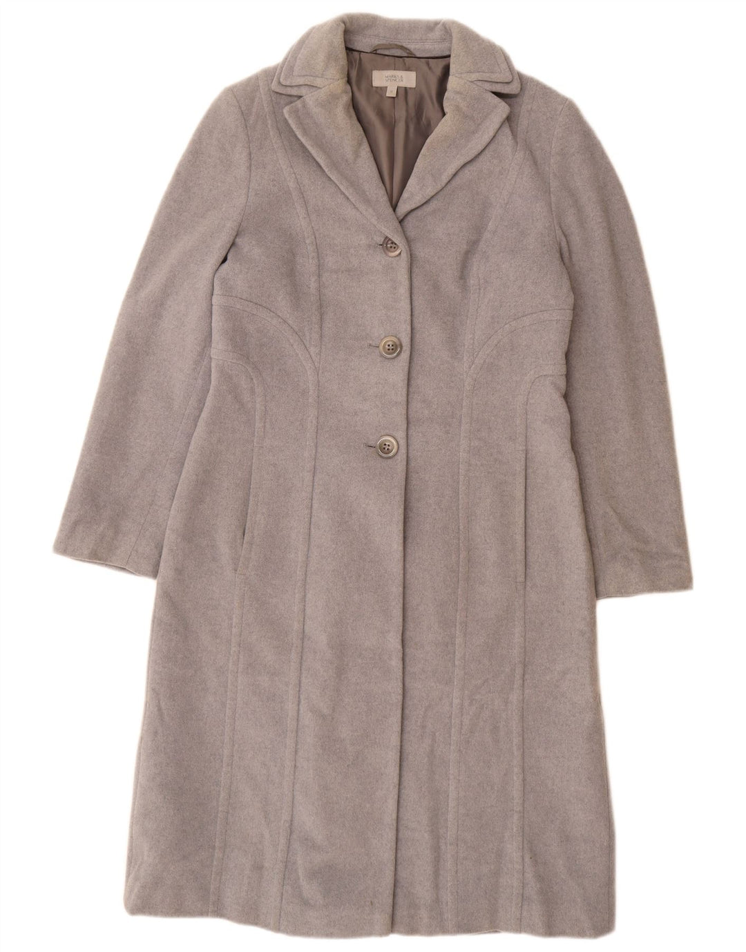 Marks & Spencer Manteau pour femme UK 12 Laine vierge gris moyen