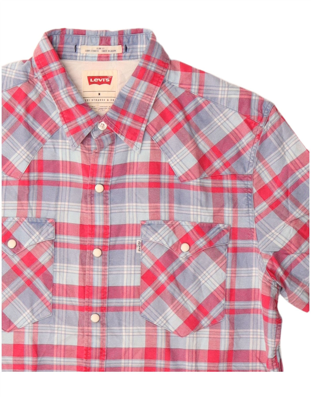 Levi's Chemise Slim Fit à Manches Courtes Homme Rouge Moyen Carreaux Coton