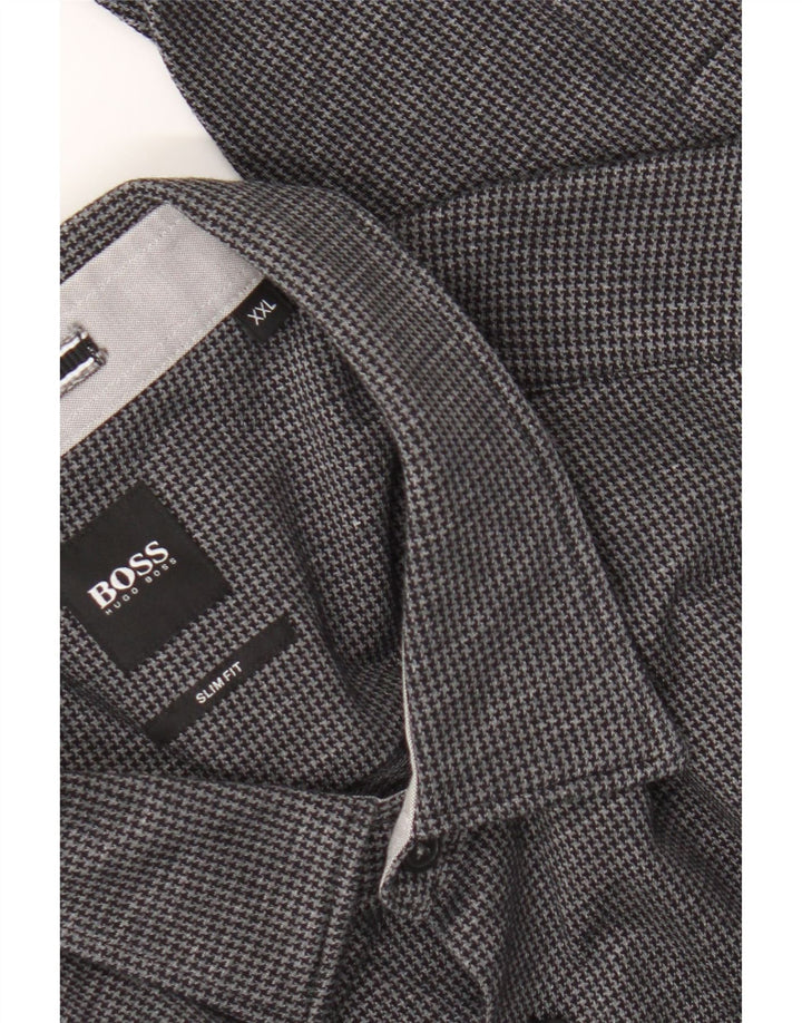 Hugo Boss Chemise slim fit pour hommes 2XL pied-de-poule noir